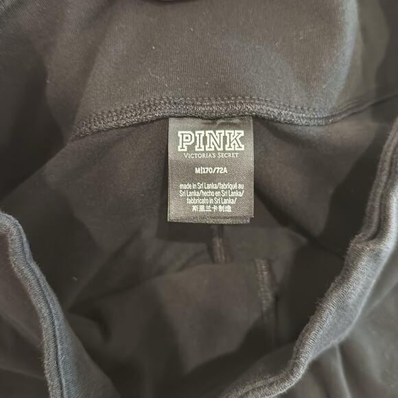 VICTORIAS SECRET PINK Black Cotton High Rise Wide Waistband Leggings Size Medium - Picture 7 of 9